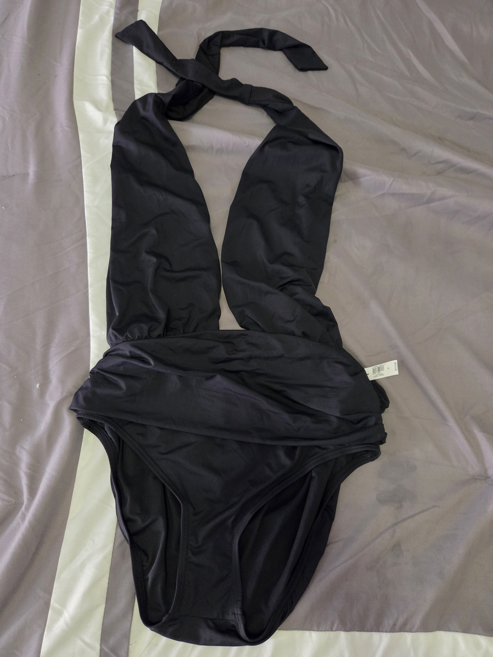 Banana Republic Black Halter One-Piece Swimsuit with Draped Front